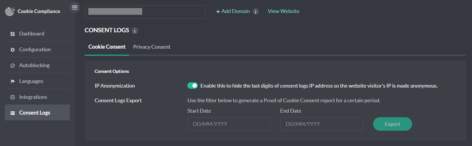 Cookie Compliance - Consent Logs export